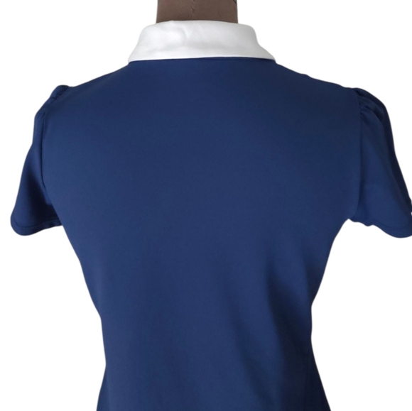 Lilly Pulitzer Luxeletic Frida Puff Sleeve Blue Polo Shirt Women's Size Small - Picture 12 of 15